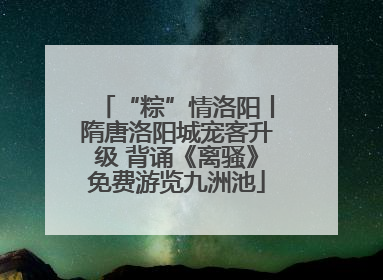 “粽”情洛阳丨隋唐洛阳城宠客升级 背诵《离骚》免费游览九洲池