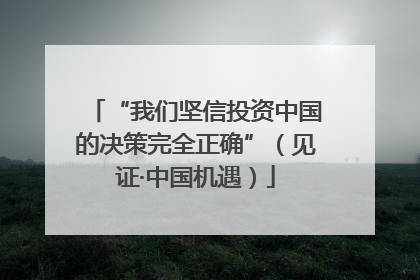 “我们坚信投资中国的决策完全正确”（见证·中国机遇）