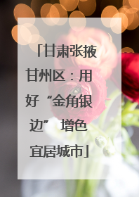 甘肃张掖甘州区：用好“金角银边” 增色宜居城市