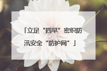 立足“四早”密织防汛安全“防护网”