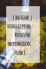 羽毛球｜印尼公开赛：程星/张驰晋级混双八强
