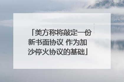 美方称将敲定一份新书面协议 作为加沙停火协议的基础