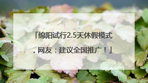 绵阳试行2.5天休假模式，网友：建议全国推广！
