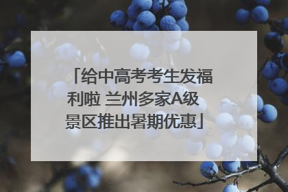 给中高考考生发福利啦 兰州多家A级景区推出暑期优惠