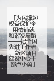 为民撑起权益保护伞 用情铺就和谐发展路——记全国先进工作者、新区项目建设中心干部卢小勇