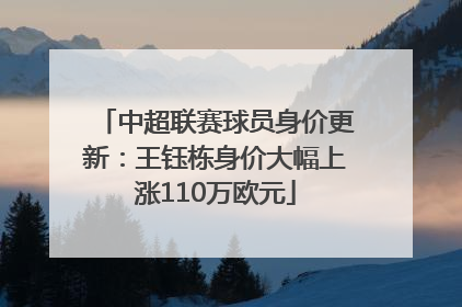 中超联赛球员身价更新：王钰栋身价大幅上涨110万欧元