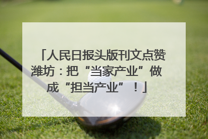 人民日报头版刊文点赞潍坊：把“当家产业”做成“担当产业”！