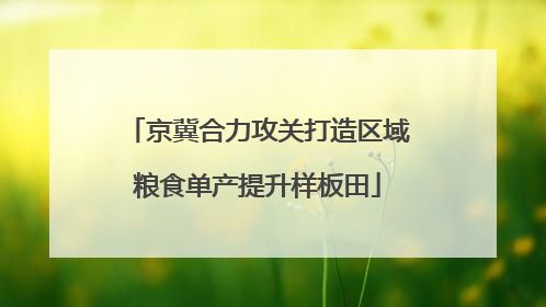 京冀合力攻关打造区域粮食单产提升样板田