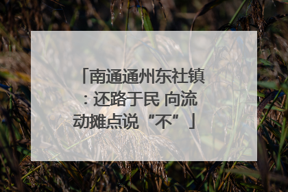 南通通州东社镇：还路于民 向流动摊点说“不”