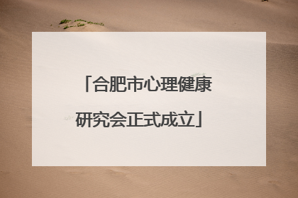 合肥市心理健康研究会正式成立