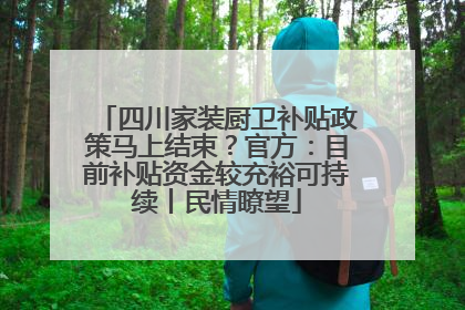 四川家装厨卫补贴政策马上结束？官方：目前补贴资金较充裕可持续丨民情瞭望