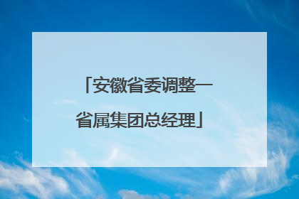 安徽省委调整一省属集团总经理