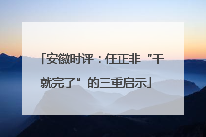 安徽时评：任正非“干就完了”的三重启示
