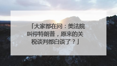 大家都在问：美法院叫停特朗普，原来的关税谈判都白谈了？