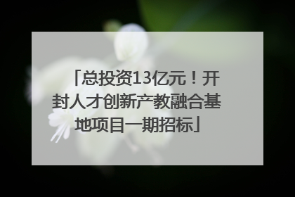 总投资13亿元！开封人才创新产教融合基地项目一期招标