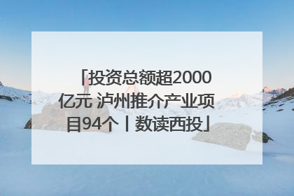 投资总额超2000亿元 泸州推介产业项目94个丨数读西投