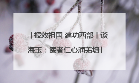 报效祖国 建功西部丨谈海玉：医者仁心润羌塘