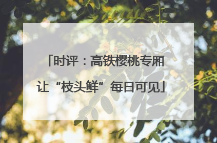 时评：高铁樱桃专厢 让“枝头鲜”每日可见
