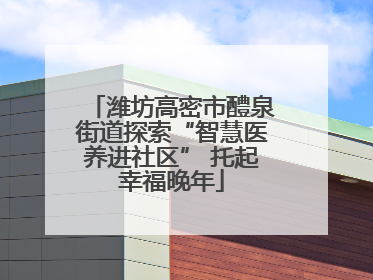 潍坊高密市醴泉街道探索“智慧医养进社区” 托起幸福晚年