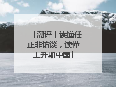 潮评丨读懂任正非访谈，读懂上升期中国