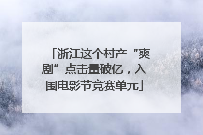 浙江这个村产“爽剧”点击量破亿，入围电影节竞赛单元
