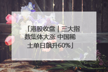 港股收盘｜三大指数集体大涨 中国稀土单日飙升60%