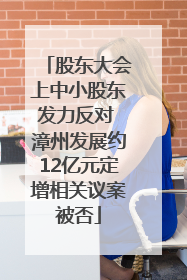 股东大会上中小股东发力反对 漳州发展约12亿元定增相关议案被否