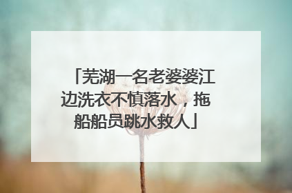 芜湖一名老婆婆江边洗衣不慎落水，拖船船员跳水救人