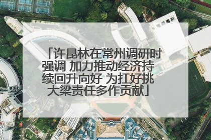 许昆林在常州调研时强调 加力推动经济持续回升向好 为扛好挑大梁责任多作贡献