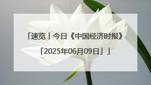 速览丨今日《中国经济时报》「2025年06月09日」