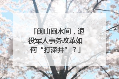 闽山闽水间，退役军人事务改革如何“打深井”？